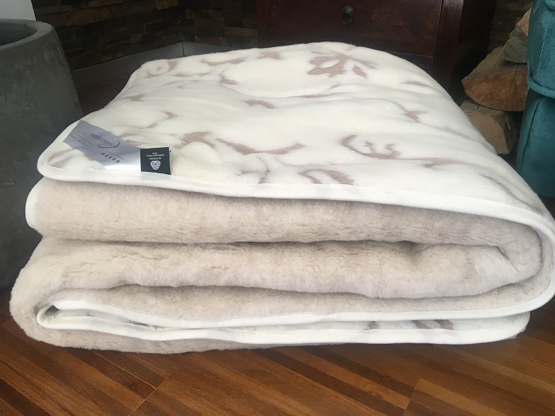KOŁDRA WEŁNIANA CAMEL JASNY + KASZMIR SZLACHECKI 140x200