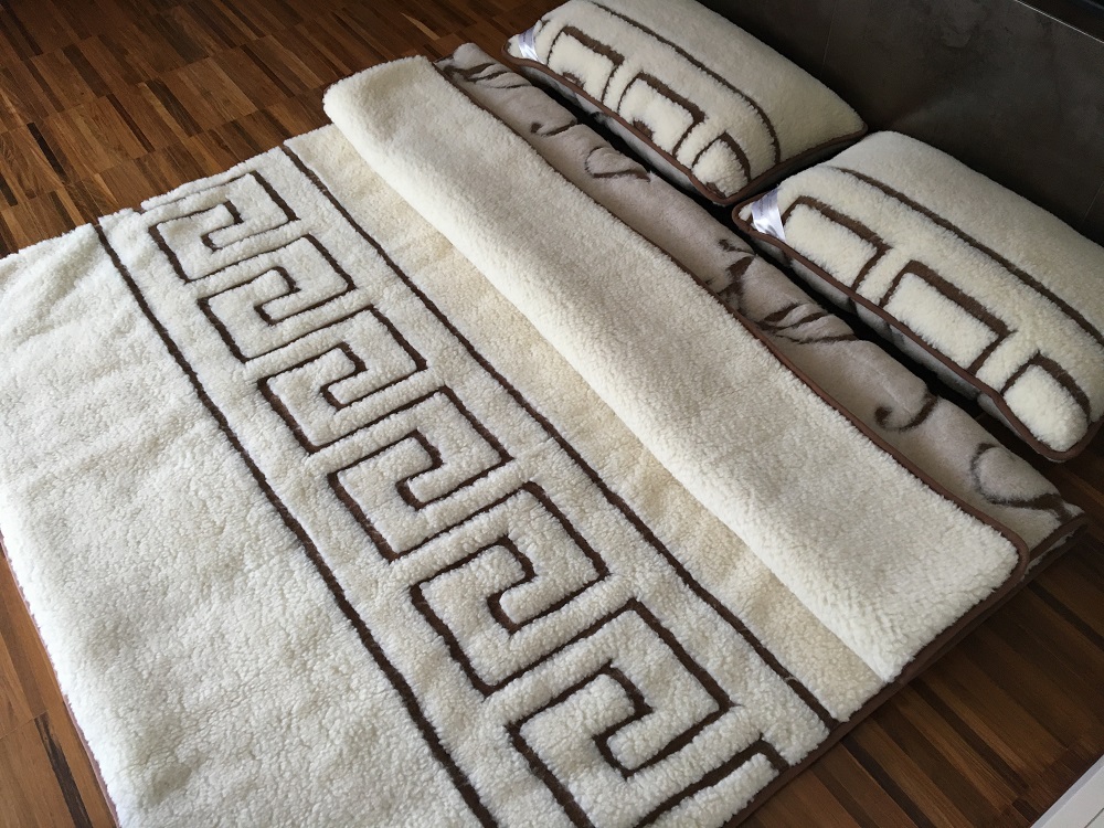 POŚCIEL WEŁNIANA CAMEL BOHO + MERYNOS TUMBLER GREKA 240x200 + PODKŁAD