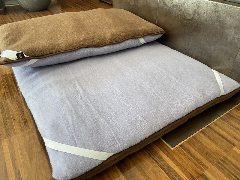 MATERAC WEŁNIANY ALPAKA SILVER + CAMEL CIEMNY 120X200