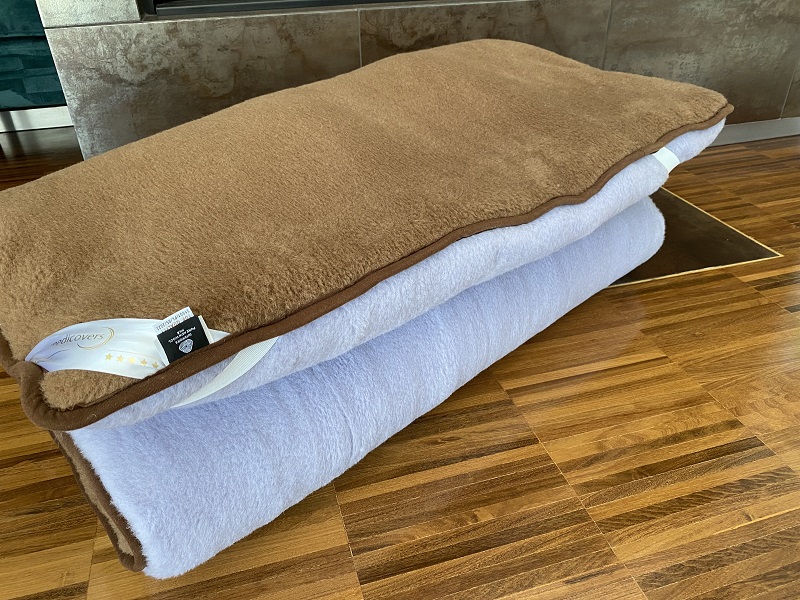 MATERAC WEŁNIANY ALPAKA ALPINA + CAMEL CIEMNY 100X200