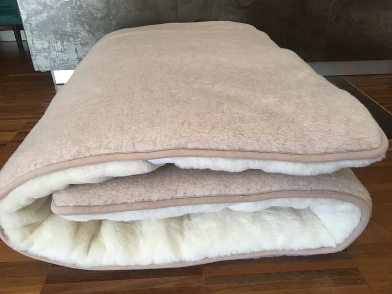 MATERAC WEŁNIANY CAMEL JASNY + KASZMIR CARO 120x200