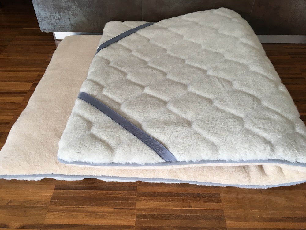 MATERAC WEŁNIANY ALPAKA JASNA CARO + CAMEL JASNY 220X200
