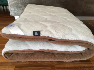 MATERAC WEŁNIANY ALPAKA JASNA CARO + CAMEL CIEMNY 220X200