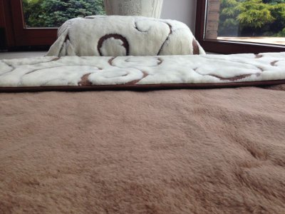 POŚCIEL Z WEŁNY CAMEL CIEMNY + KASZMIR LUNA 140X200 + PODKŁAD