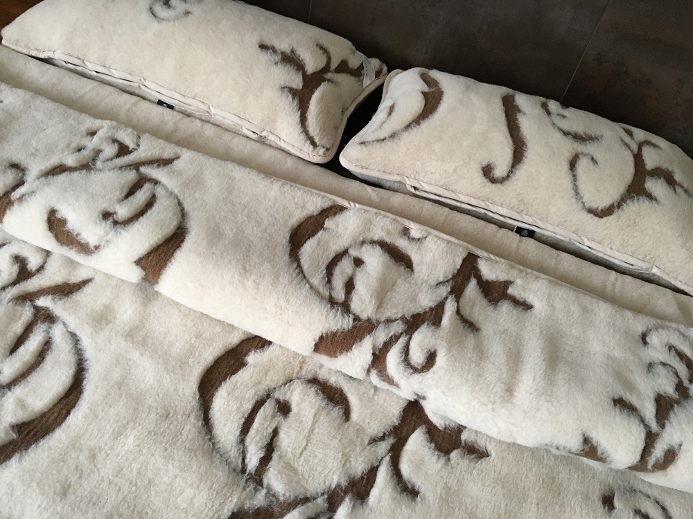 POŚCIEL WEŁNIANA CAMEL JASNY BOHO 160x200 + MATERAC