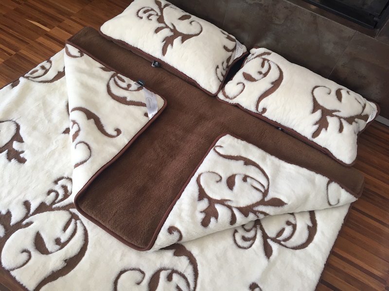 POŚCIEL WEŁNIANA CAMEL CIEMNY + KASZMIR SZLACHECKI 160x200 + PODKŁAD