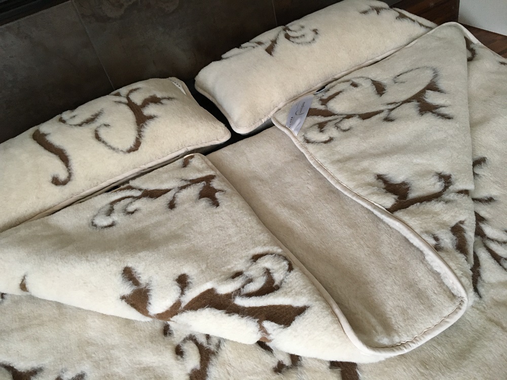 POŚCIEL WEŁNIANA CAMEL JASNY BOHO 160x200 + MATERAC