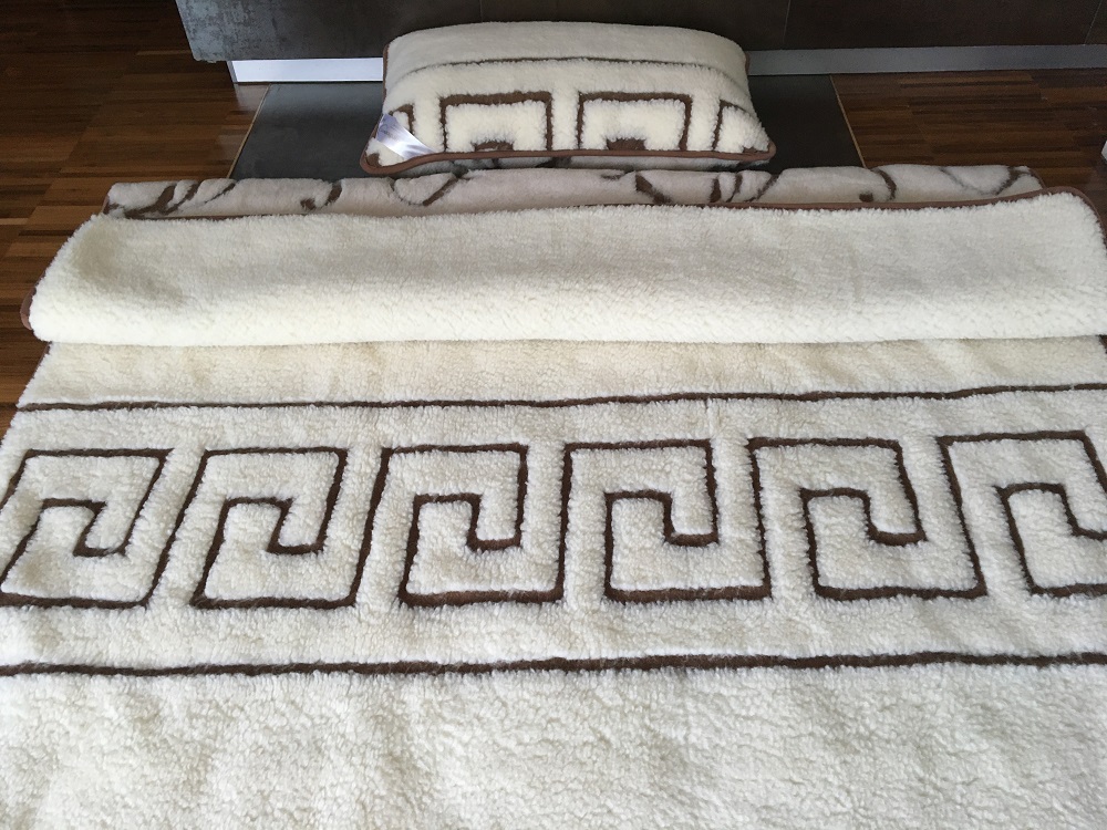 POŚCIEL WEŁNIANA CAMEL BOHO + MERYNOS TUMBLER GREKA 140x200 + MATERAC