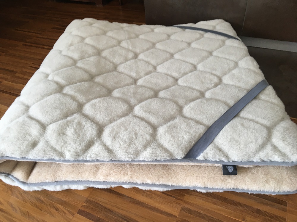 MATERAC WEŁNIANY ALPAKA JASNA CARO + CAMEL JASNY 220X200