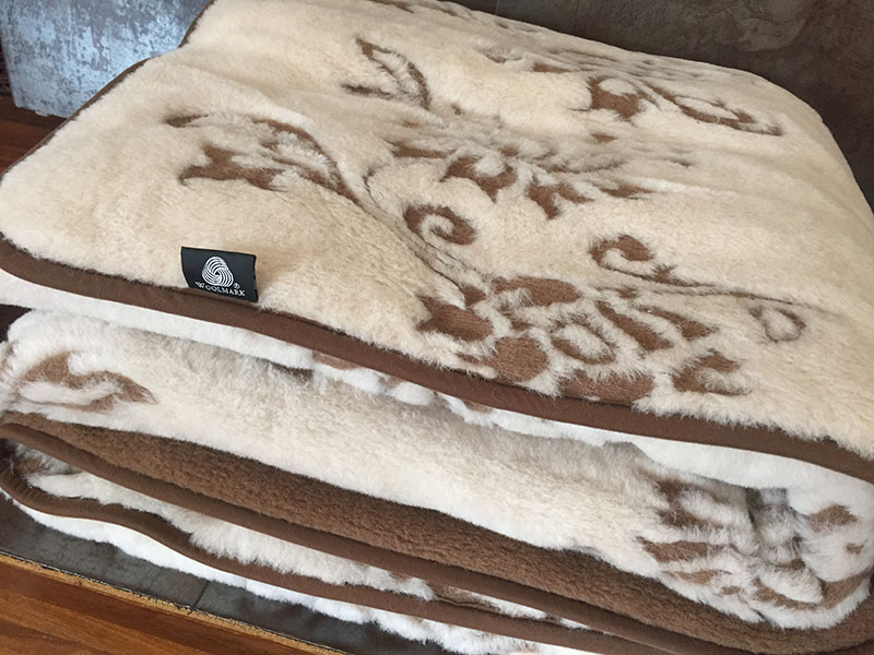 KOŁDRA WEŁNIANA 160X200 CAMEL CIEMNY + CAMEL JASNY ARUBA