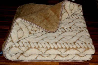 KOŁDRA WEŁNIANA CAMEL WARKOCZ C+J 240x200