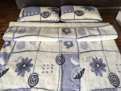 POŚCIEL WEŁNIANA ALPAKA VIOLET BOTANICA + KASZMIR CARO 160x200 + PODKŁAD
