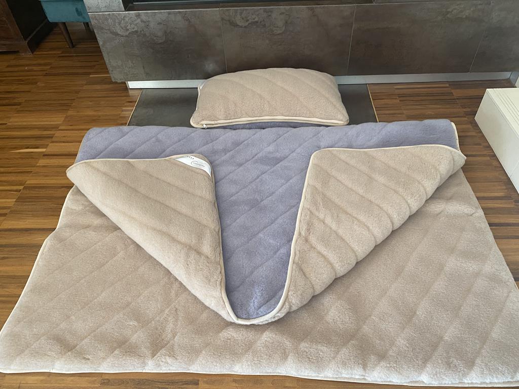 POŚCIEL Z WEŁNY ALPAKI ALPINA PASY + CAMEL JASNY PASY 140X200