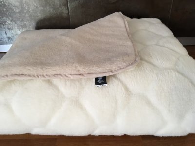 KOŁDRA WEŁNIANA CAMEL JASNY + KASZMIR CARO 220X200