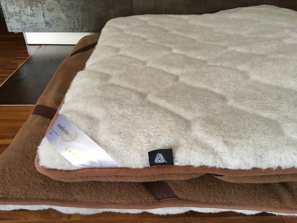 MATERAC WEŁNIANY ALPAKA JASNA CARO + CAMEL CIEMNY 100X200