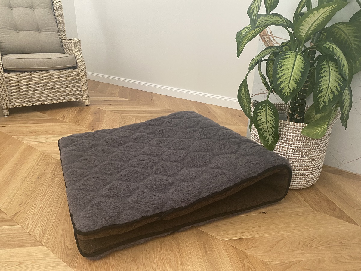 MATERAC WEŁNIANY MERYNOS DZIKI BRĄZ SYBERIA + ALPAKA CIEMNA CARO 90x200