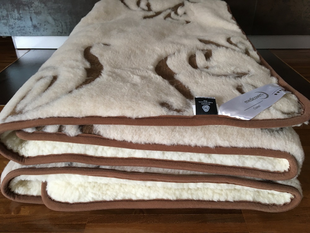 KOŁDRA WEŁNIANA MERYNOS TUMBLER + CAMEL JASNY BOHO 200x200