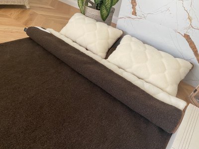 POŚCIEL WEŁNIANA MERYNOS SYBERIA DZIKI BRĄZ + KASZMIR CARO 240X200 + MATERAC