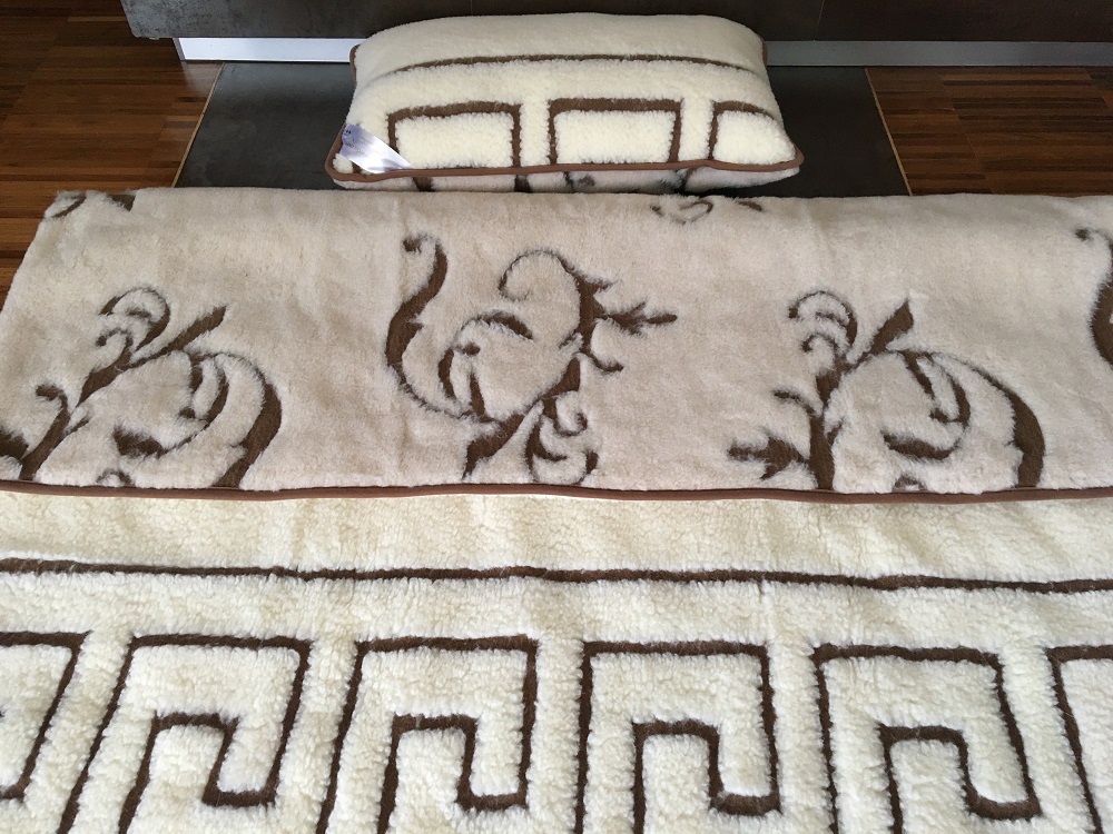 POŚCIEL WEŁNIANA CAMEL BOHO + MERYNOS TUMBLER GREKA 140x200 + MATERAC