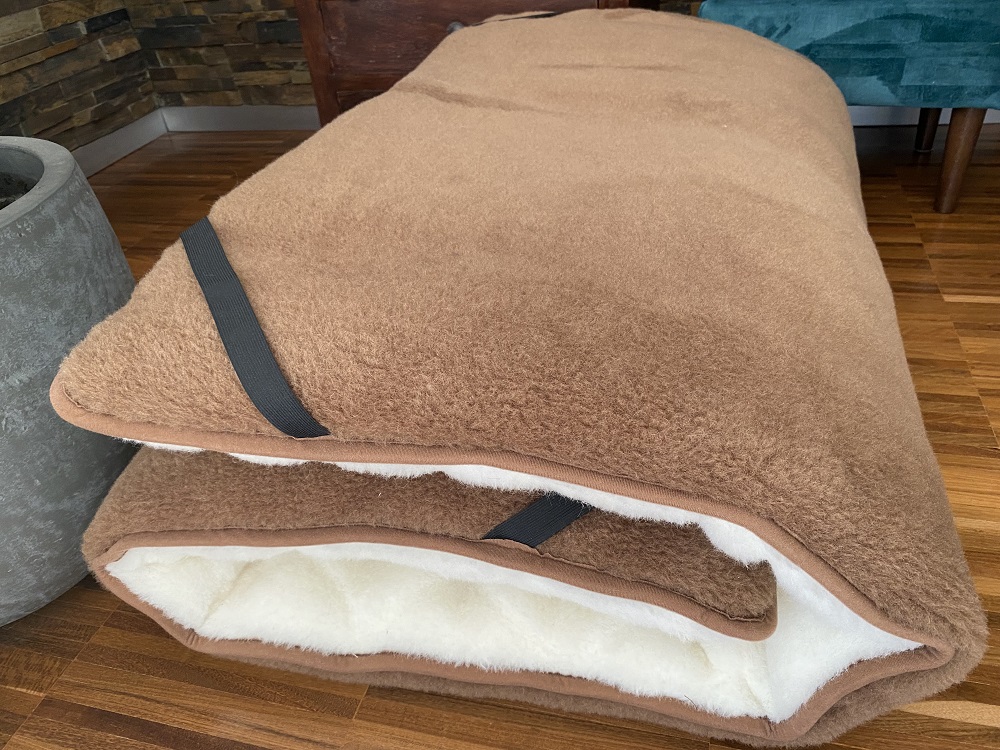 MATERAC WEŁNIANY CAMEL + KASZMIR CARO MEGA GRUBY 90x200