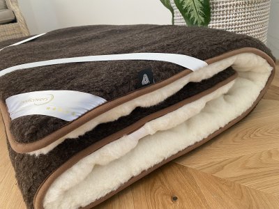 MATERAC WEŁNIANY MERYNOS DZIKI BRĄZ SYBERIA + KASZMIR CARO 160x200