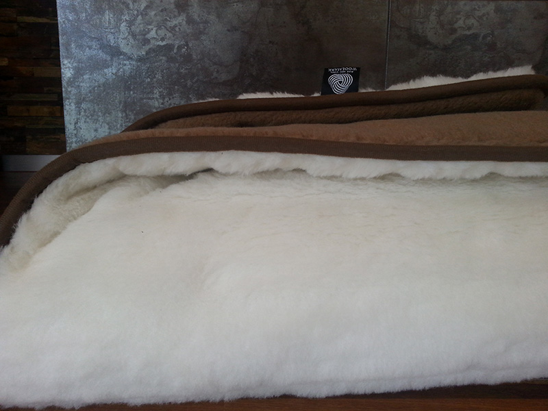 KOŁDRA WEŁNIANA CAMEL CIEMNY + KASZMIR LUX PASY 160X200