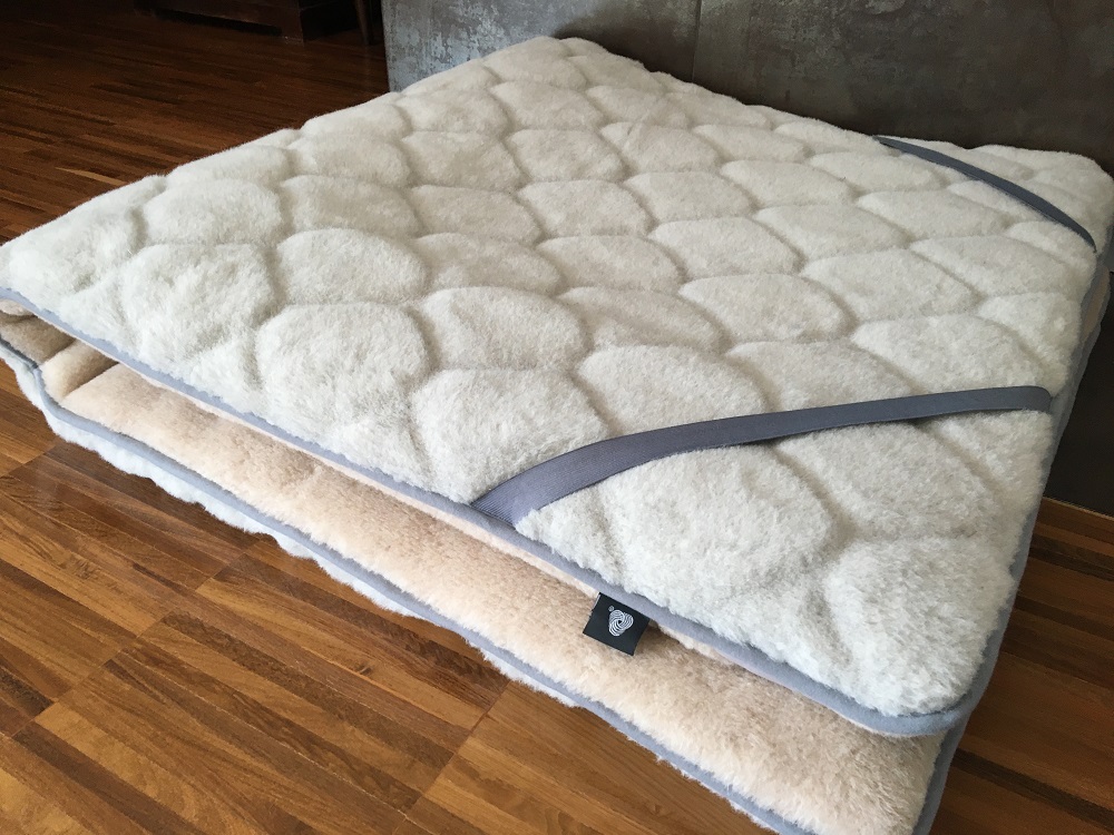 MATERAC WEŁNIANY ALPAKA JASNA CARO + CAMEL JASNY 220X200