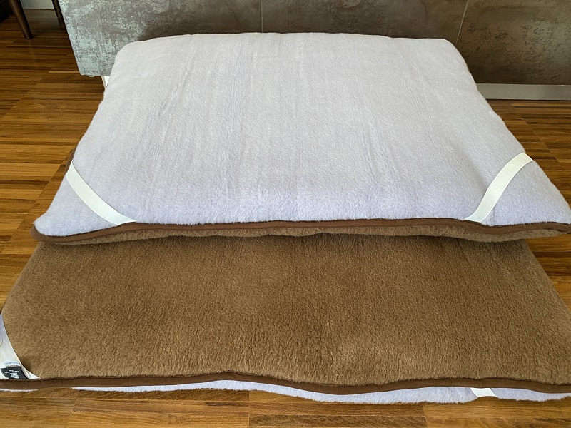 MATERAC WEŁNIANY ALPAKA SILVER + CAMEL CIEMNY 120X200