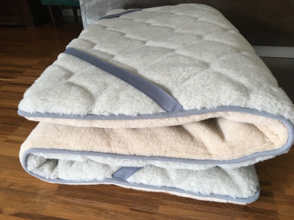 MATERAC WEŁNIANY ALPAKA JASNA CARO + CAMEL JASNY 220X200
