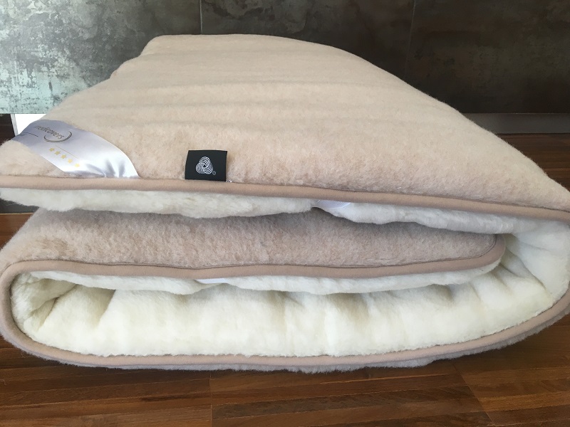MATERAC WEŁNIANY CAMEL JASNY + KASZMIR CARO 120x200