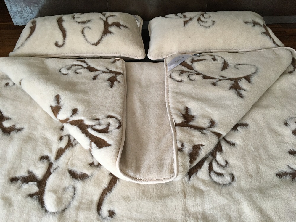 POŚCIEL WEŁNIANA CAMEL JASNY BOHO 160x200 + MATERAC
