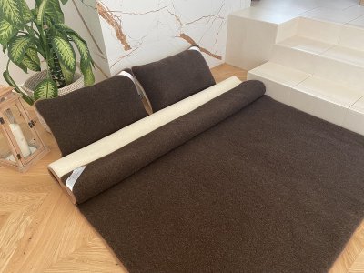 POŚCIEL WEŁNIANA MERYNOS SYBERIA DZIKI BRĄZ + MERYNOS TUMBLER 180X200