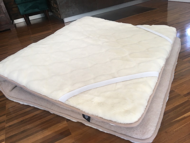 MATERAC WEŁNIANY CAMEL JASNY + KASZMIR CARO 120x200