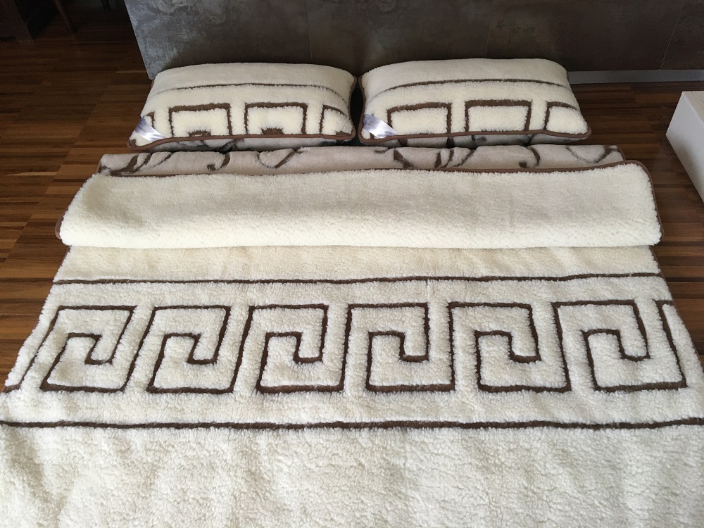 POŚCIEL WEŁNIANA CAMEL BOHO + MERYNOS TUMBLER GREKA 240x200 + PODKŁAD