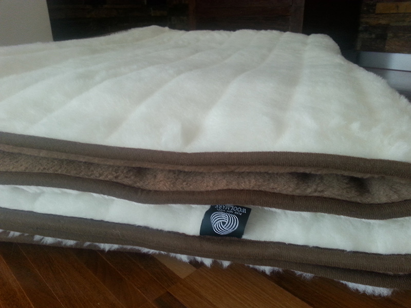 KOŁDRA WEŁNIANA CAMEL CIEMNY + KASZMIR LUX PASY 160X200
