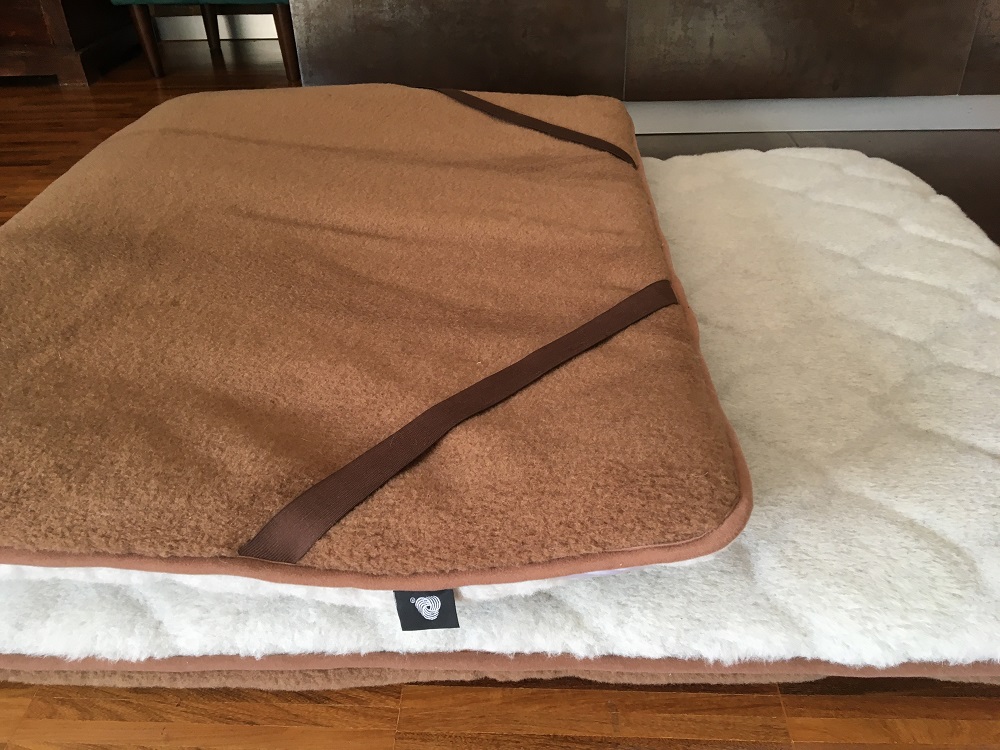 MATERAC WEŁNIANY ALPAKA JASNA CARO + CAMEL CIEMNY 100X200
