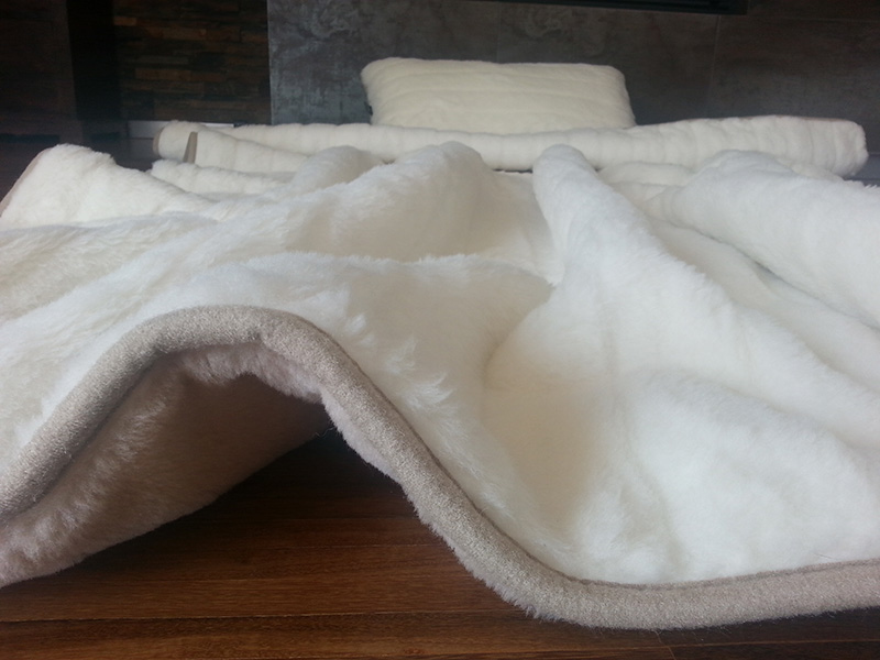 POŚCIEL Z WEŁNY CAMEL JASNY CAPPUCCINO + KASZMIR LUX PASY 140x200