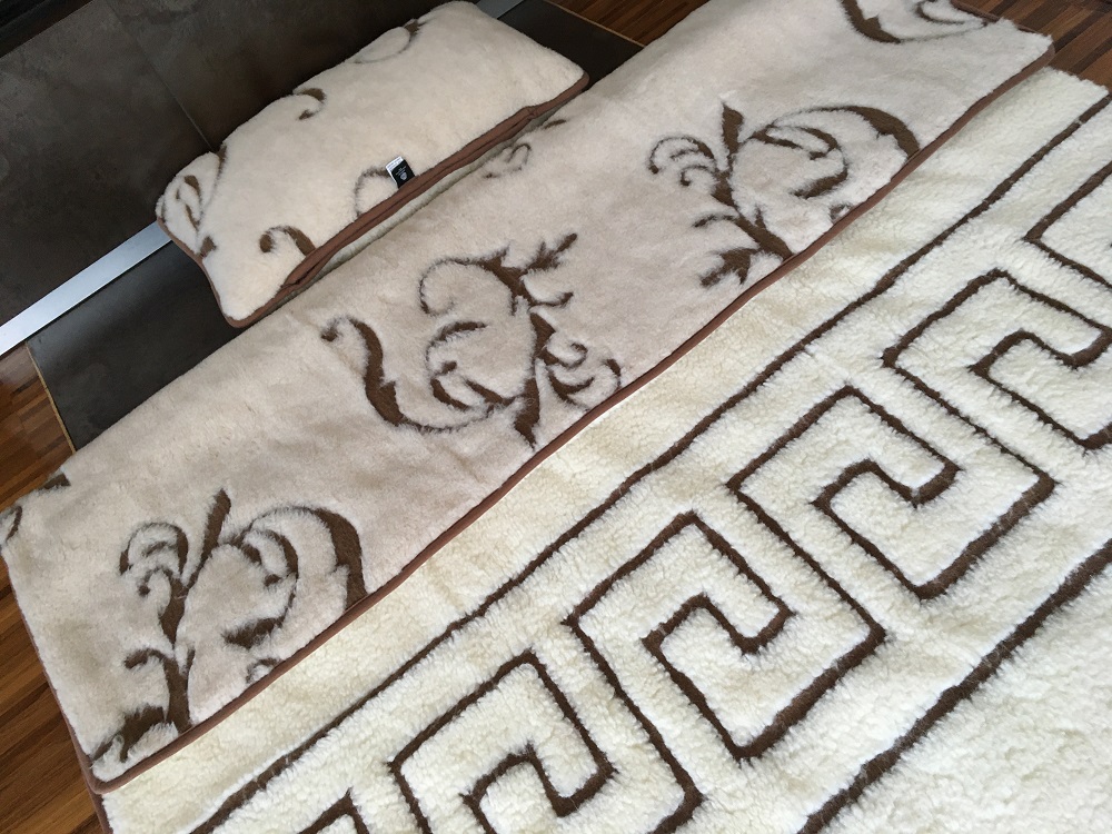 POŚCIEL WEŁNIANA CAMEL BOHO + MERYNOS TUMBLER GREKA 140x200 + MATERAC