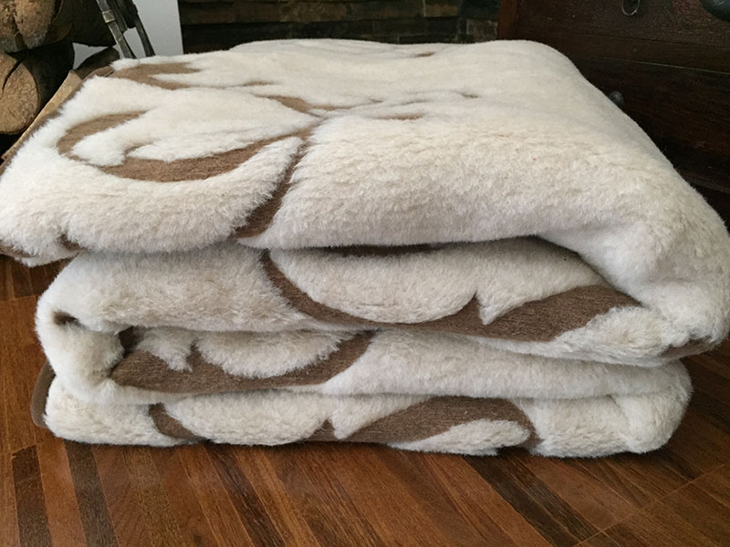 KOŁDRA WEŁNIANA 180X200 CAMEL CIEMNY + CAMEL JASNY SZLACHECKI