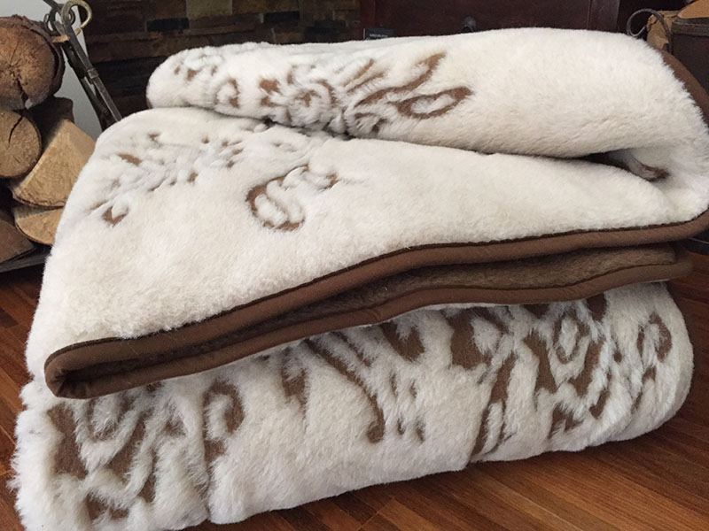 KOŁDRA WEŁNIANA 160X200 CAMEL CIEMNY + CAMEL JASNY ARUBA