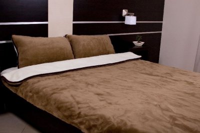 POŚCIEL WEŁNIANA CAMEL CIEMNY + KASZMIR GŁADKI 240x200 + PODKŁAD