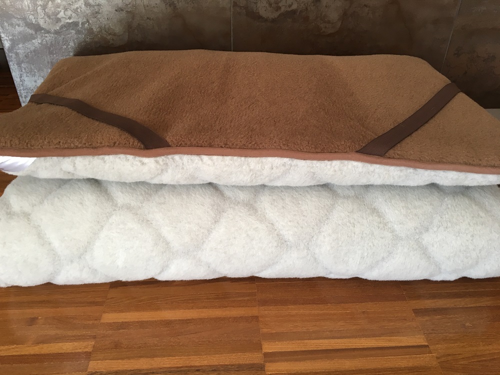 MATERAC WEŁNIANY ALPAKA JASNA CARO + CAMEL CIEMNY 100X200