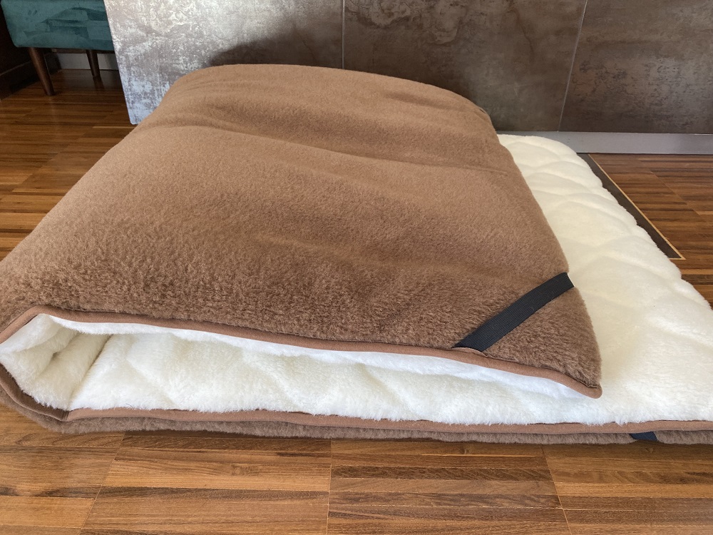 MATERAC WEŁNIANY CAMEL + KASZMIR CARO MEGA GRUBY 90x200