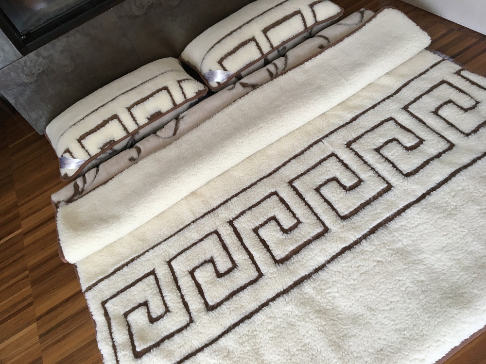 POŚCIEL WEŁNIANA CAMEL BOHO + MERYNOS TUMBLER GREKA 240x200 + PODKŁAD