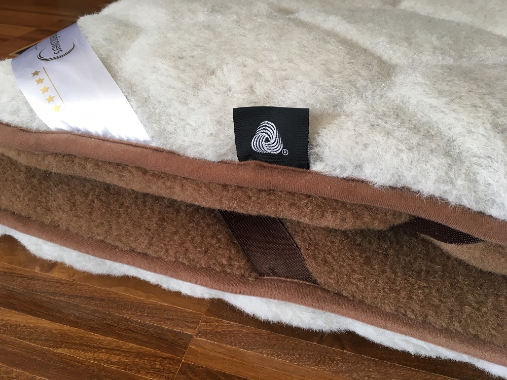 MATERAC WEŁNIANY ALPAKA JASNA CARO + CAMEL CIEMNY 100X200