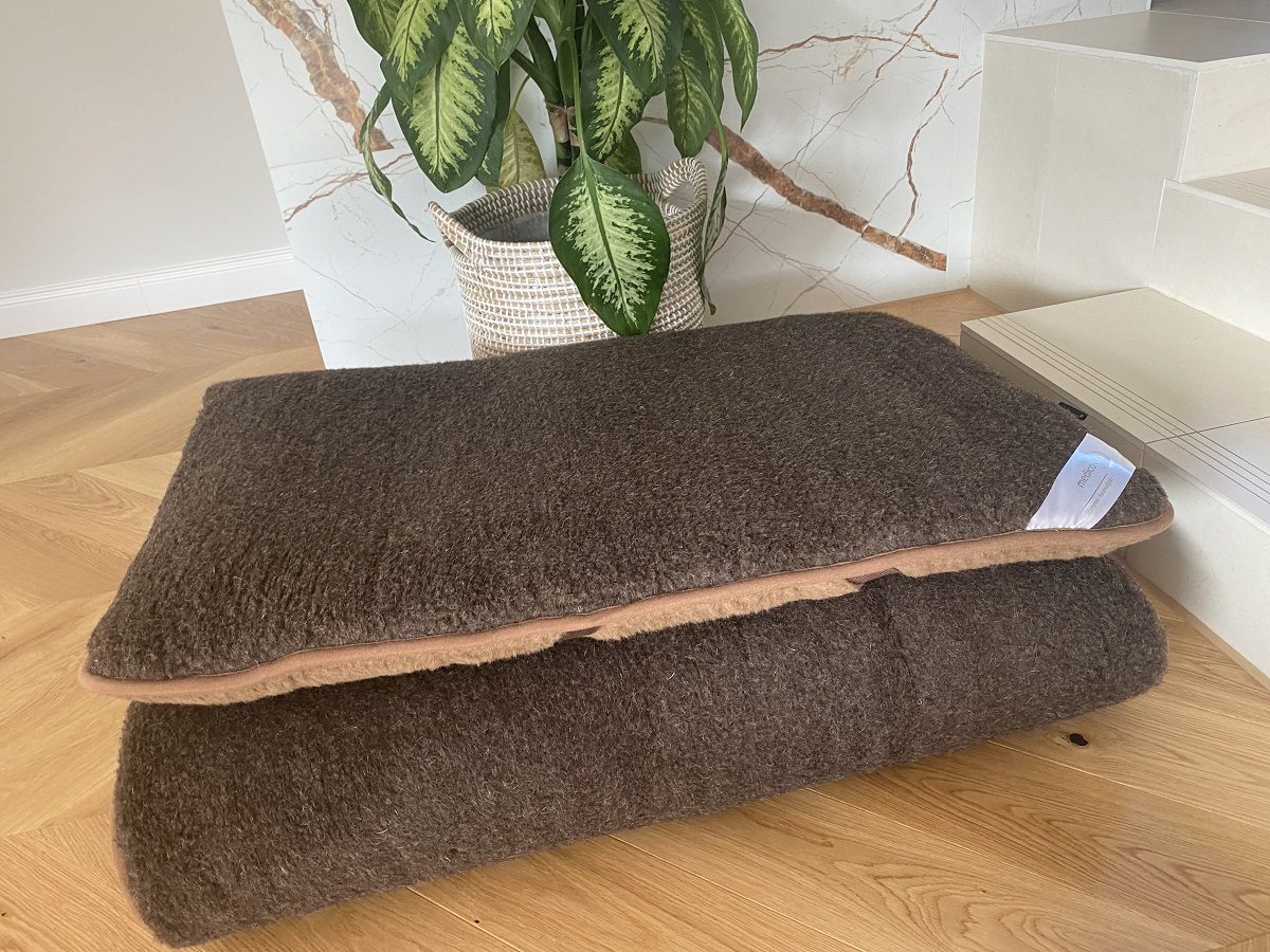 MATERAC WEŁNIANY MERYNOS DZIKI BRĄZ SYBERIA + CAMEL CIEMNY 180x200