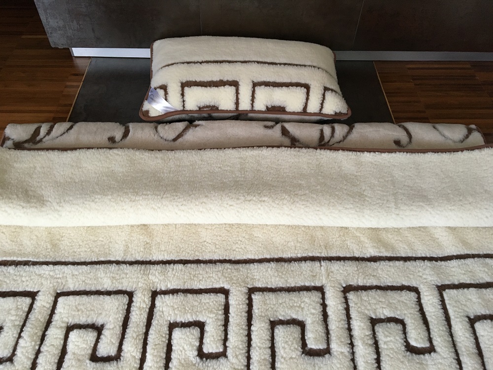 POŚCIEL WEŁNIANA CAMEL BOHO + MERYNOS TUMBLER GREKA 140x200 + MATERAC