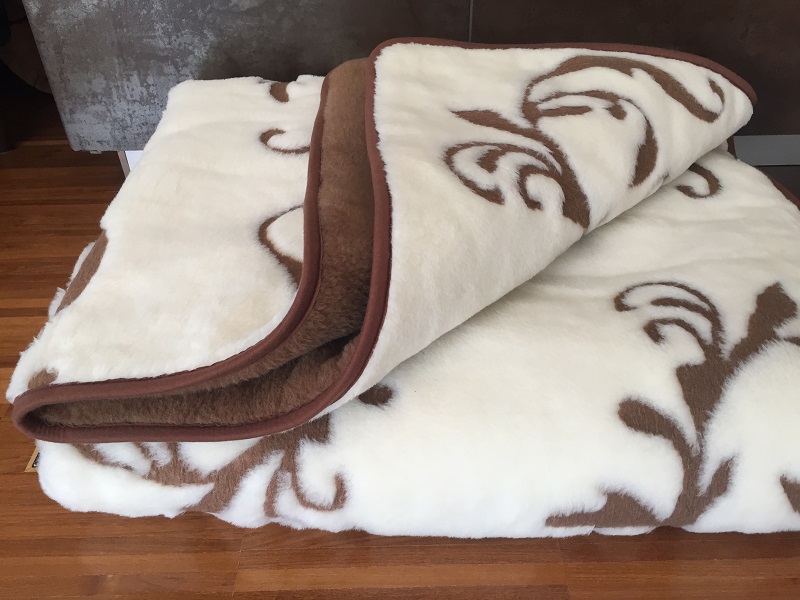 KOŁDRA WEŁNIANA CAMEL CIEMNY + KASZMIR SZLACHECKI 140x200