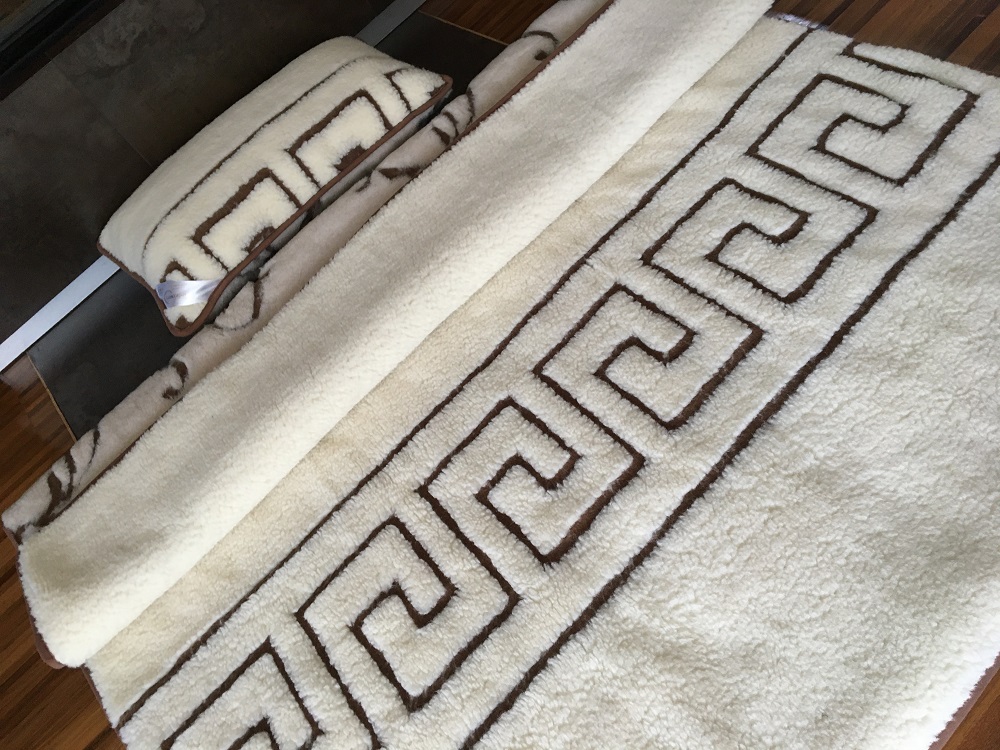 POŚCIEL WEŁNIANA CAMEL BOHO + MERYNOS TUMBLER GREKA 140x200 + MATERAC