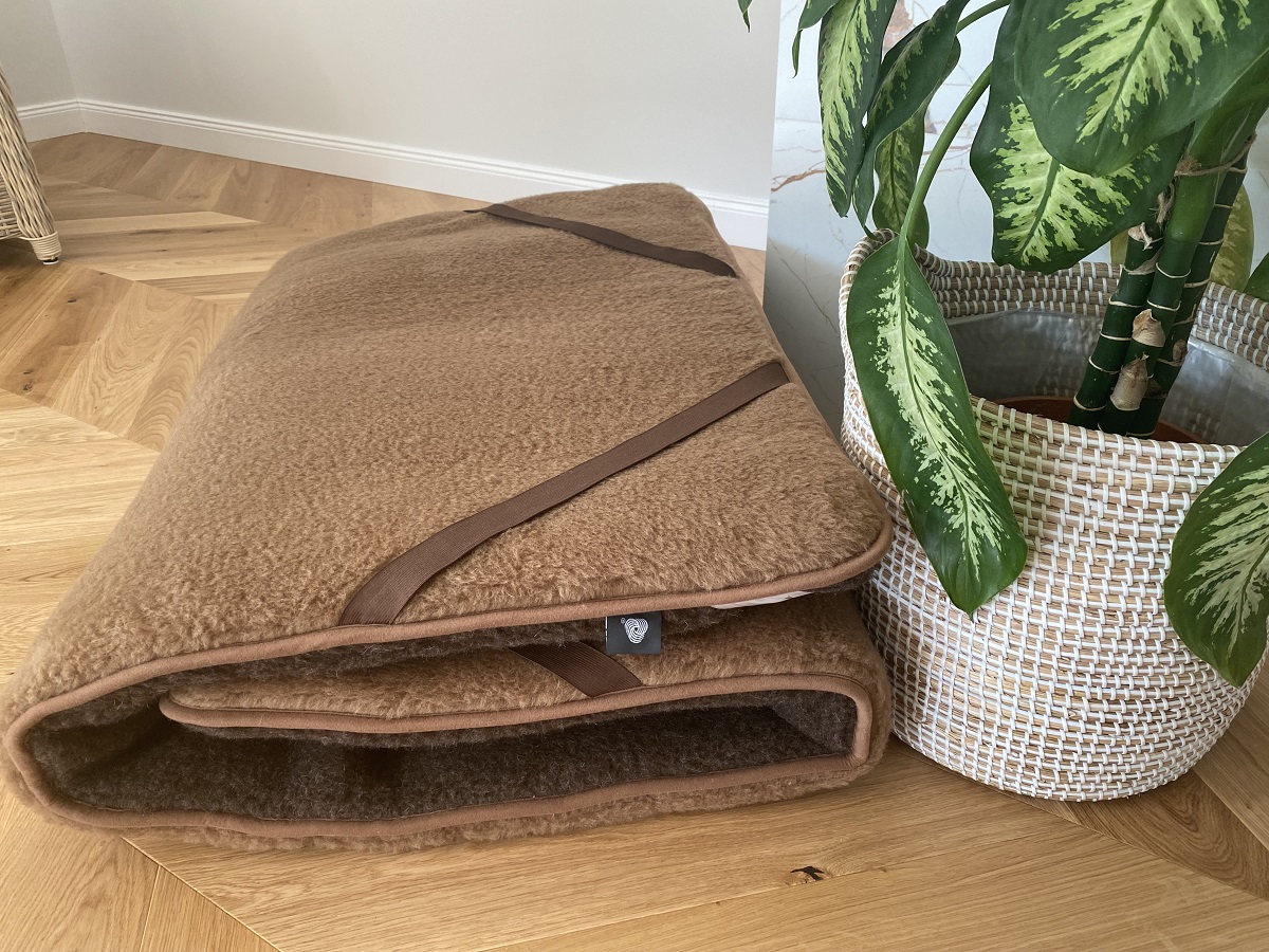 MATERAC WEŁNIANY MERYNOS DZIKI BRĄZ SYBERIA + CAMEL CIEMNY 180x200